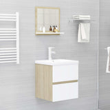 Bathroom Mirror White and Sonoma Oak 15.7"x4.1"x14.6" Engineered Wood