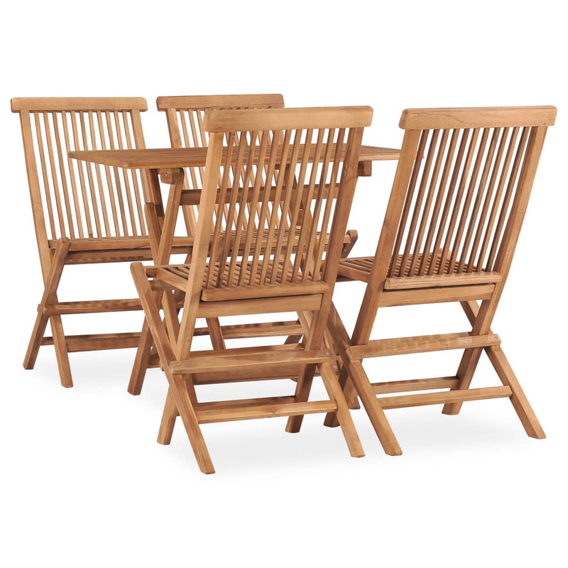 5 Piece Folding Patio Dining Set Solid Teak Wood