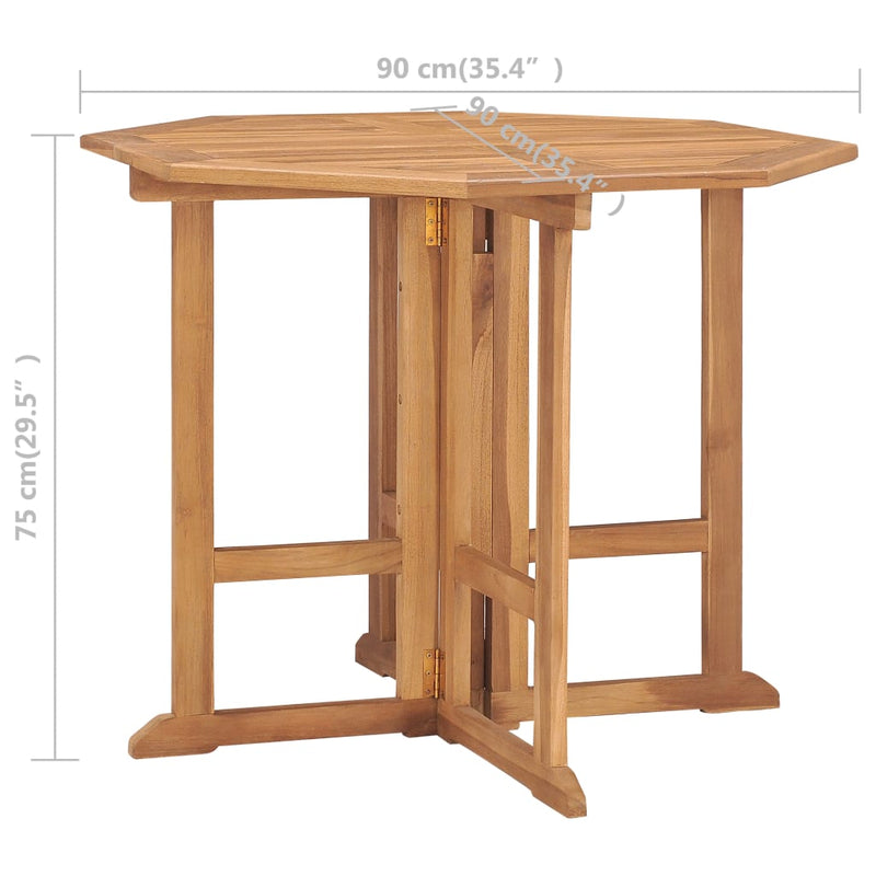 5 Piece Folding Patio Dining Set Solid Teak Wood