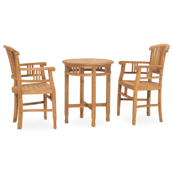 3 Piece Patio Dining Set Solid Teak Wood