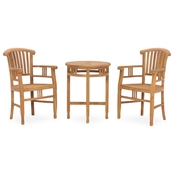 3 Piece Patio Dining Set Solid Teak Wood