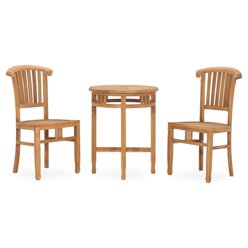 3 Piece Patio Dining Set Solid Teak Wood