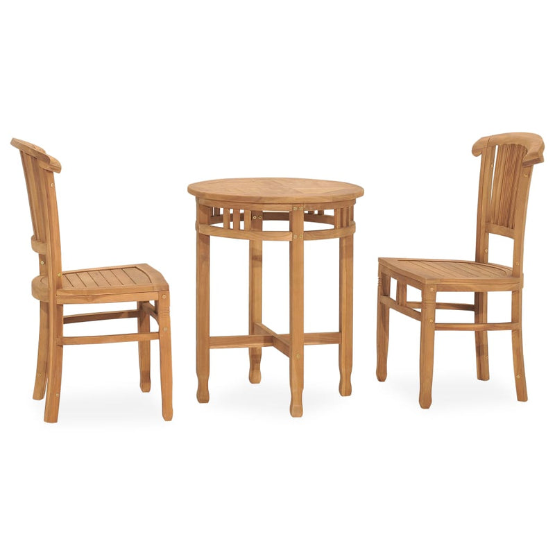 3 Piece Patio Dining Set Solid Teak Wood