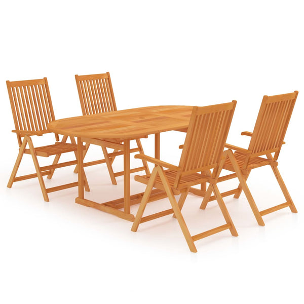 5 Piece Patio Dining Set Solid Teak Wood