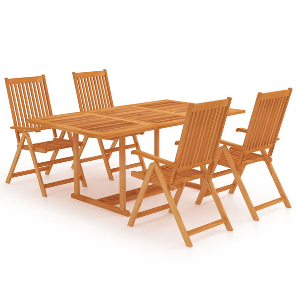 5 Piece Patio Dining Set Solid Teak Wood