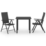 3 Piece Patio Dining Set Black