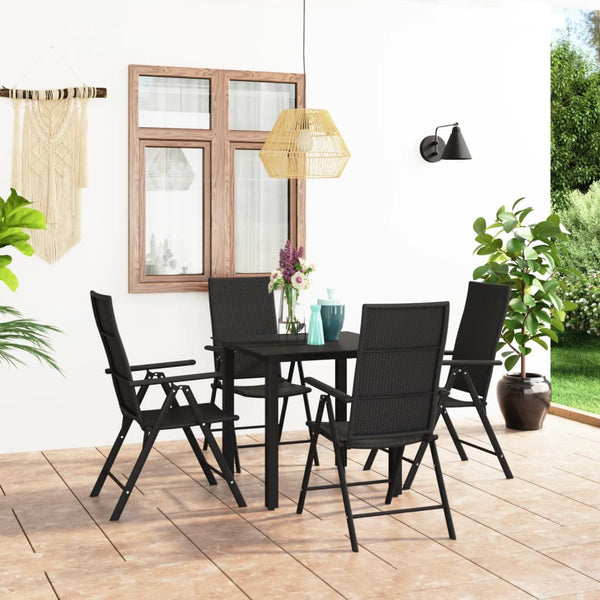 5 Piece Patio Dining Set Black