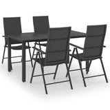 5 Piece Patio Dining Set Black