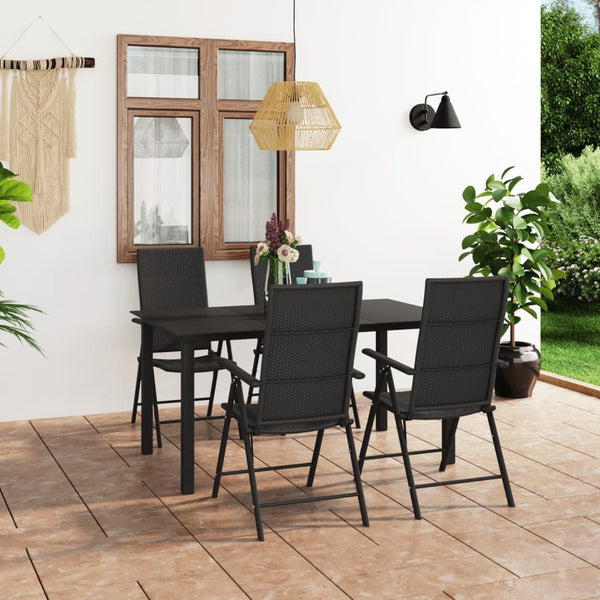 5 Piece Patio Dining Set Black