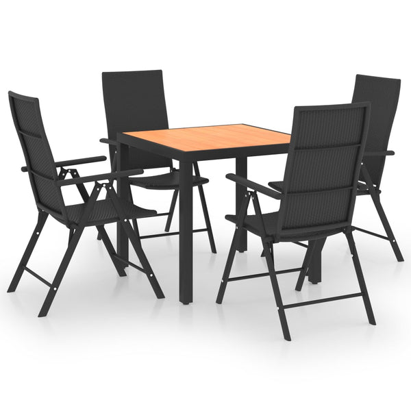 5 Piece Patio Dining Set Black and Brown