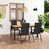 5 Piece Patio Dining Set Black and Brown