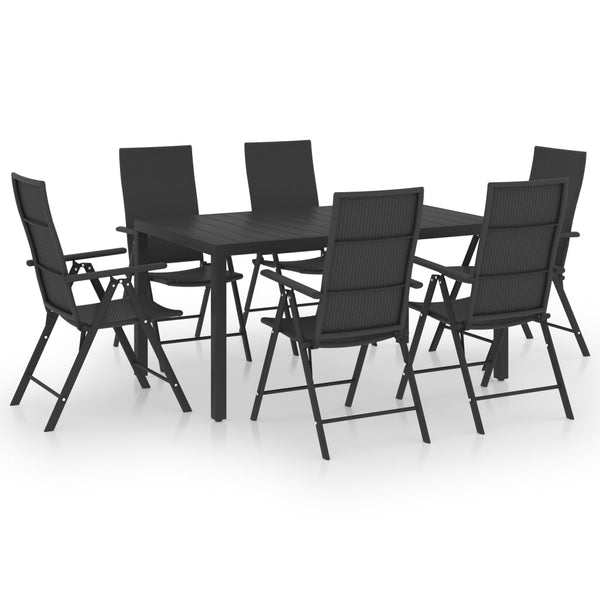 7 Piece Patio Dining Set Black