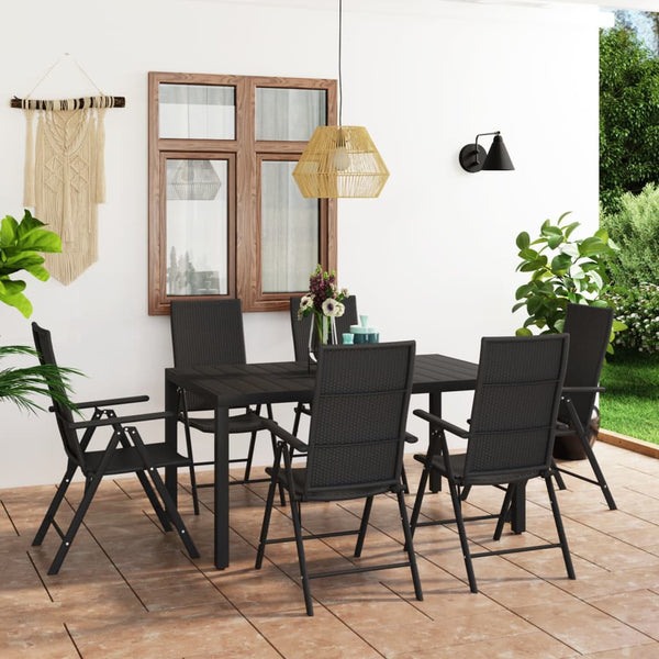 7 Piece Patio Dining Set Black