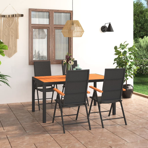 5 Piece Patio Dining Set Black and Brown