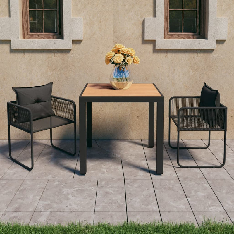 3 Piece Patio Dining Set PVC Rattan Black and Brown