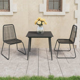 3 Piece Patio Dining Set PVC Rattan Black