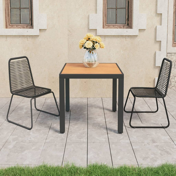 3 Piece Patio Dining Set PVC Rattan Black and Brown