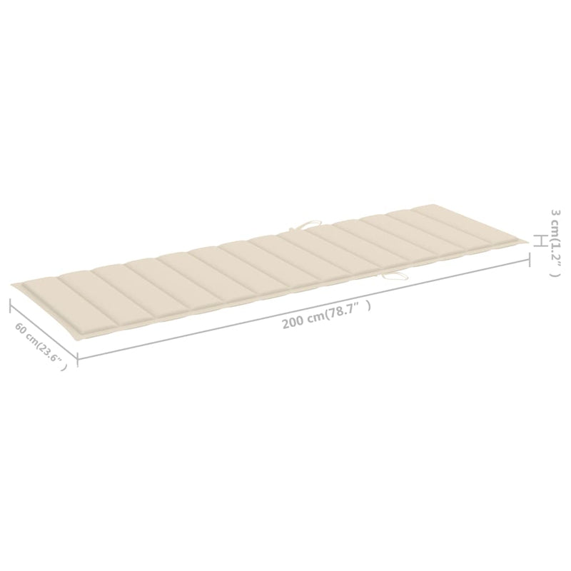 Patio Sun Lounger with Cushion Solid Acacia Wood