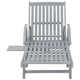 Patio Sun Lounger with Cushion Solid Wood Acacia