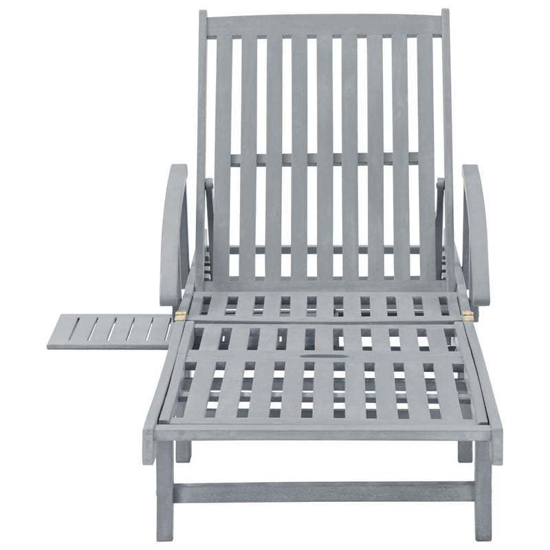 Patio Sun Lounger with Cushion Solid Acacia Wood