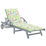 Patio Sun Lounger with Cushion Solid Acacia Wood