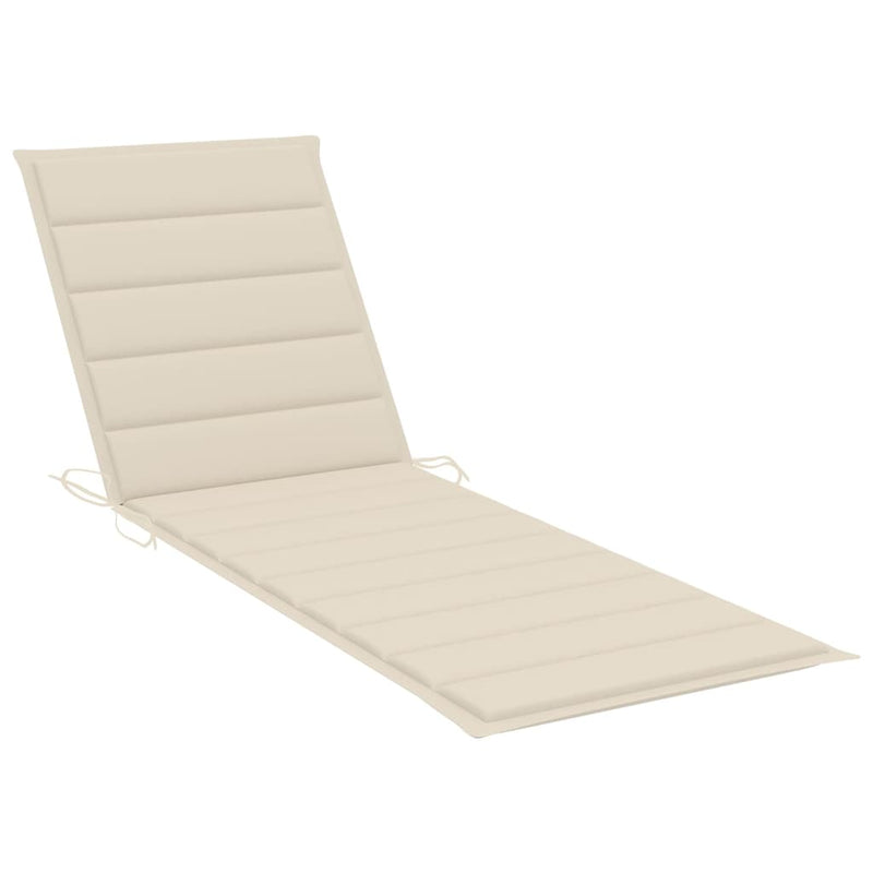 Patio Sun Lounger with Cushion Solid Acacia Wood