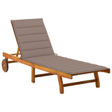 Patio Sun Lounger with Cushion Solid Acacia Wood