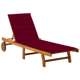 Patio Sun Lounger with Cushion Solid Wood Acacia