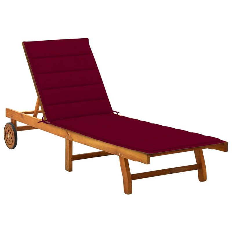 Patio Sun Lounger with Cushion Solid Wood Acacia