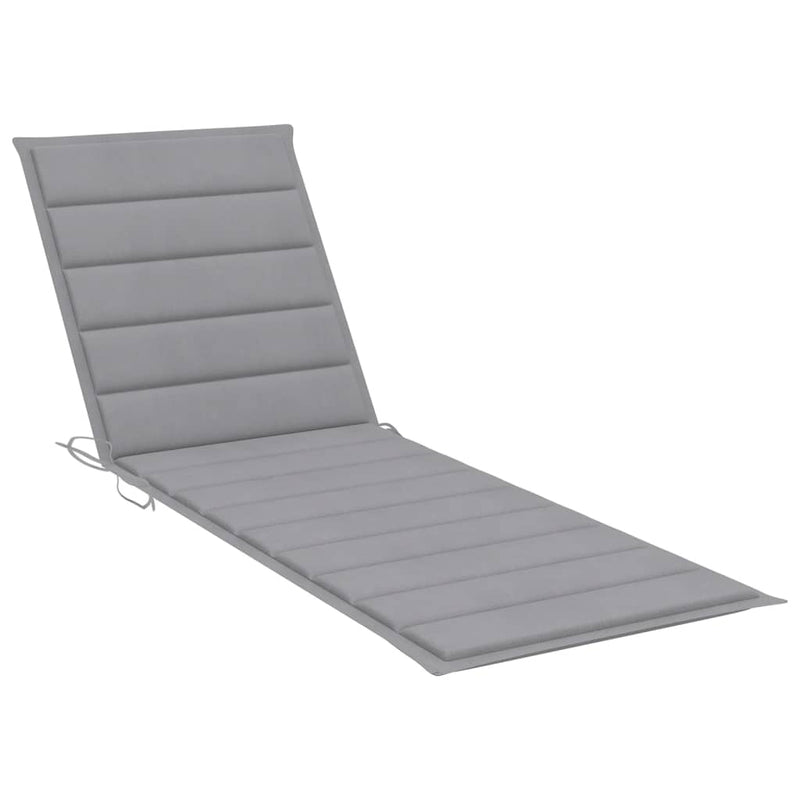 Patio Sun Lounger with Cushion Gray Solid Acacia Wood