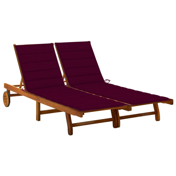 2-Person Patio Sun Lounger with Cushions Solid Wood Acacia