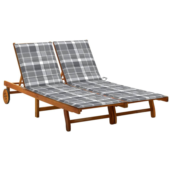 2-Person Patio Sun Lounger with Cushions Solid Wood Acacia