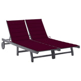 2-Person Patio Sun Lounger with Cushion Gray Solid Wood Acacia