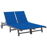 2-Person Patio Sun Lounger with Cushion Gray Solid Wood Acacia