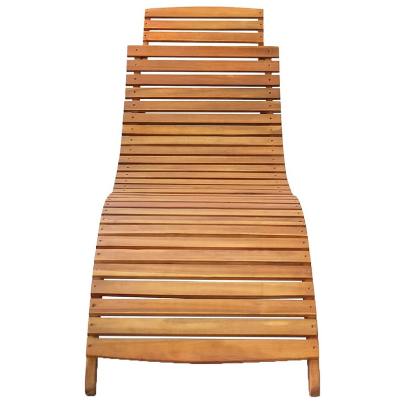 Patio Sun Lounger with Cushion Solid Acacia Wood