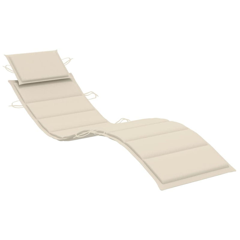 Patio Sun Lounger with Cushion Solid Acacia Wood