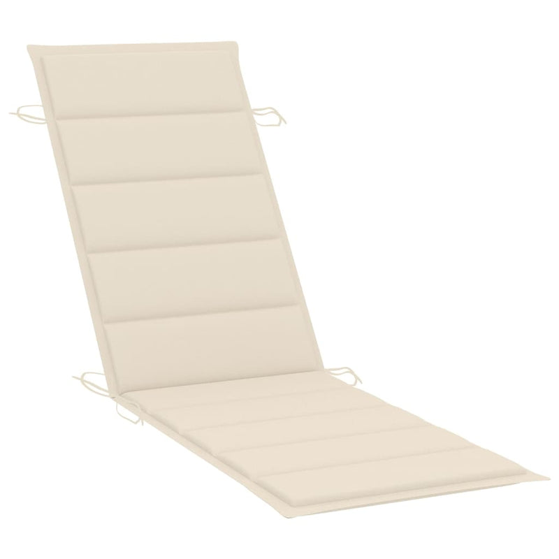 Patio Sun Lounger with Cushion Solid Acacia Wood