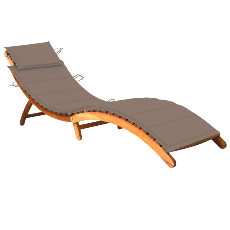 Patio Sun Lounger with Cushion Solid Acacia Wood