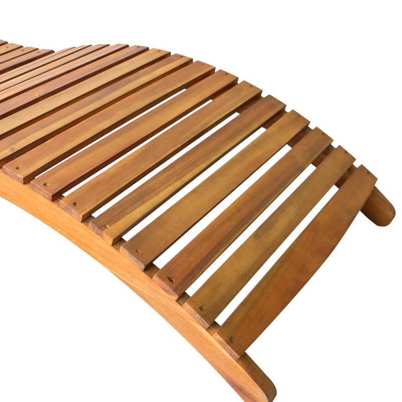 Patio Sun Lounger with Cushion Solid Acacia Wood