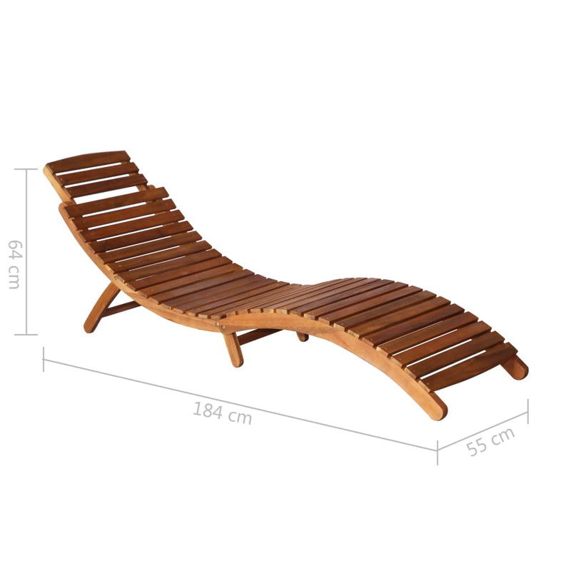 Patio Sun Lounger with Table and Cushion Solid Acacia Wood