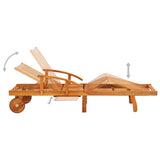 Patio Sun Lounger with Table and Cushion Solid Wood Acacia