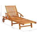 Patio Sun Lounger with Table and Cushion Solid Wood Acacia