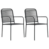 3 Piece Patio Dining Set Black Glass and Steel