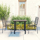 3 Piece Patio Dining Set Black Glass and Steel