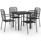 5 Piece Patio Dining Set Black Glass and Steel