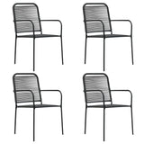 5 Piece Patio Dining Set Black Glass and Steel