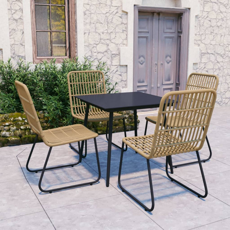 5 Piece Patio Dining Set Poly Rattan and Glass