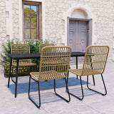 5 Piece Patio Dining Set Poly Rattan and Glass