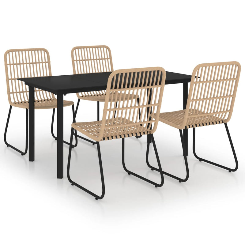 5 Piece Patio Dining Set Poly Rattan and Glass