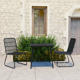 3 Piece Patio Dining Set Poly Rattan and Glass